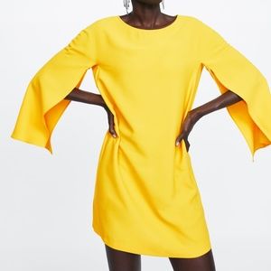 Cape Sleeve Dress in Yellow